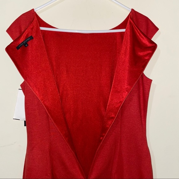 NWT David Meister Bateau Neckline Red Chic Knee-length Cocktail Dress - Picture 13 of 16
